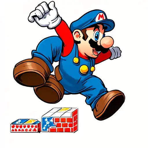 Super Mario Jumoing To Hit A Block