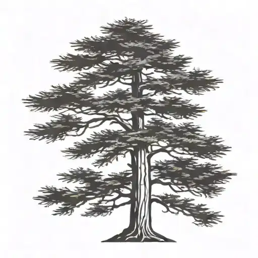 Cedar Tree Silhouette With A Large Bird Flying