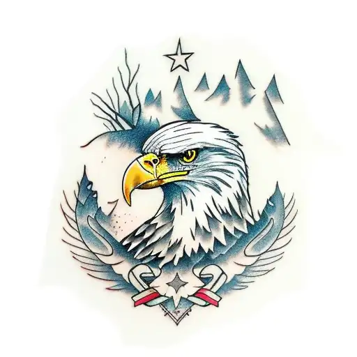 Eagle With Trees And A Crown
