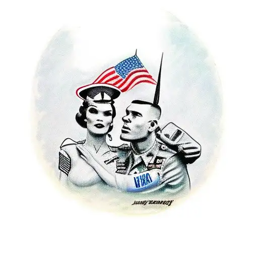 A Soldier Returned From The War And His Wife Who Is Waiting For Him To Come Home