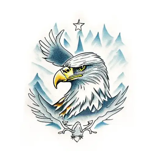Eagle With Trees And A Crown