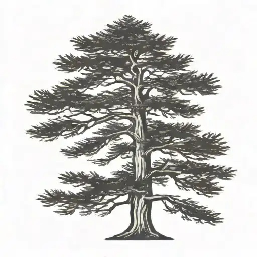 Cedar Tree Silhouette With A Large Bird Flying Away