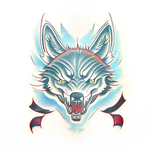 Snarling Wolf Red Eyes