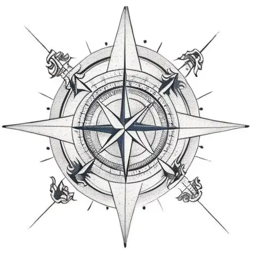 Map And Compass With A Dragon