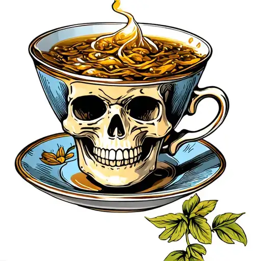 Skull Tea Cup Overflowing