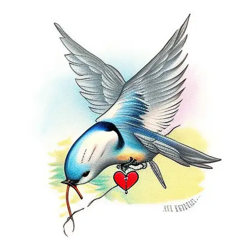 Swallow Bird With A Heart