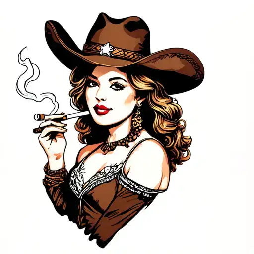 Cowgirl Smoking Cigarette