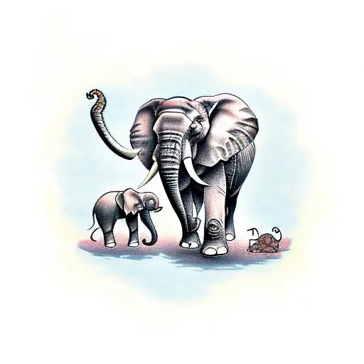 Elephant And 2 Babies