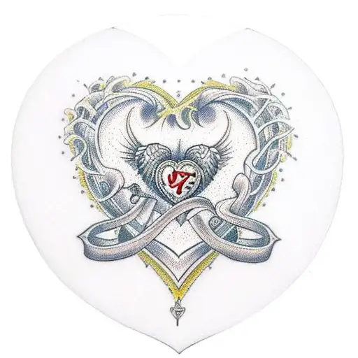 An Intricate Design Of A Heart Surrounded By Symbols Of Strength And Confidence