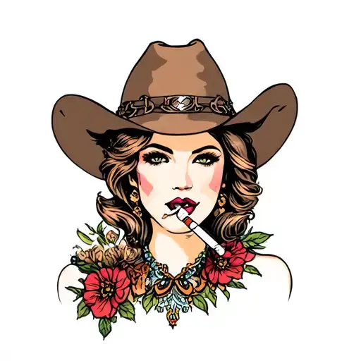 Cowgirl Smoking Cigarette