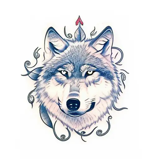 Wolf Head With Smoke And Vines