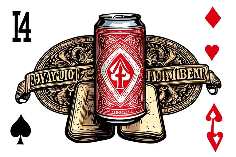 Beer Can And Playing Card