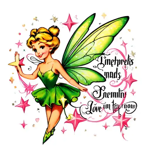 Tinkerbell And Lettering Of Love Stars