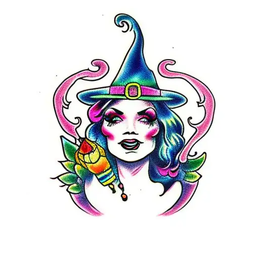 Bright Colorful Pretty Witch