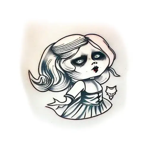 Old Creepy Goth Doll Full Body