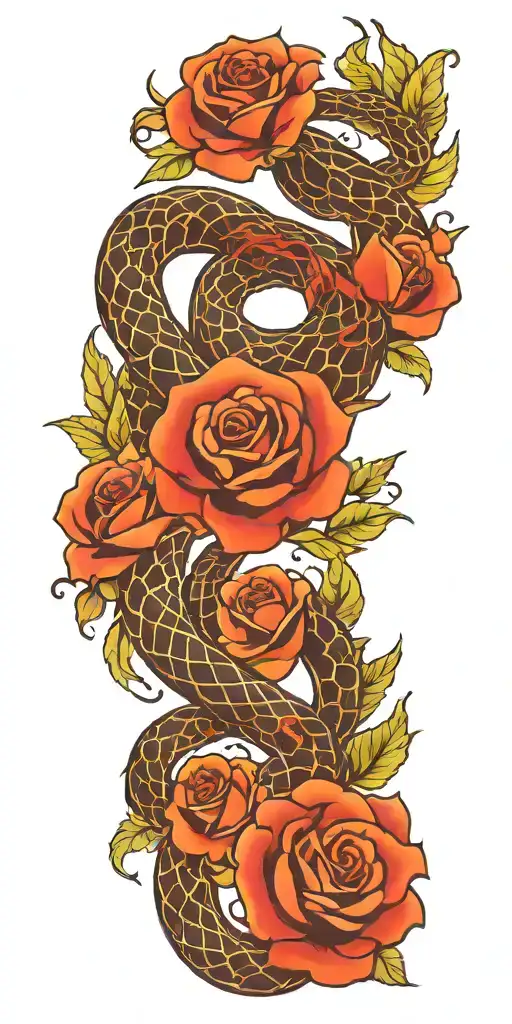 Phoenix Snake And Rose