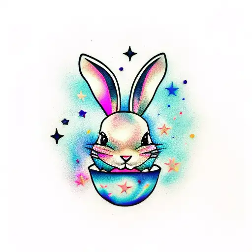 Bunny Cut In Half With Galaxy In The Middle Of The Cut Pary