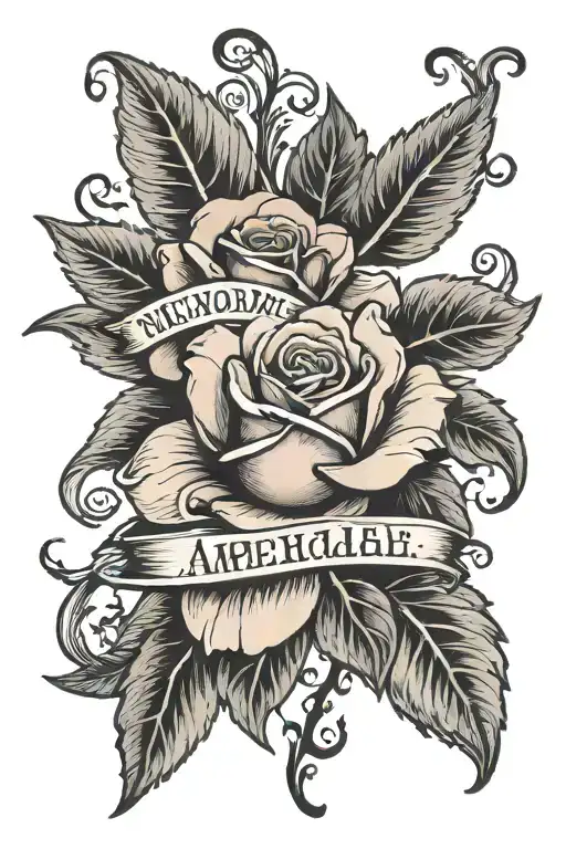 Name Written With A Rose Surrounded