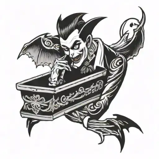 Vampire With Coffin With Moon