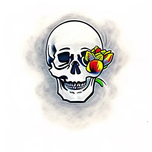 Skull With Tulips