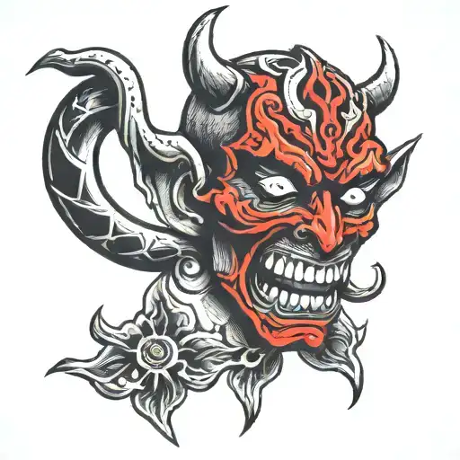 Demon Mask On The Sleeve