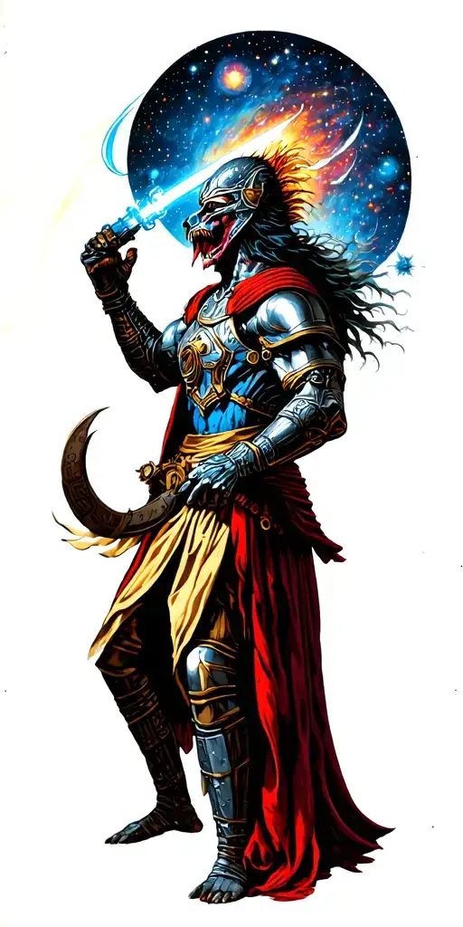 A Cosmic Warrior Battling Their Inner Demons In A Galactic War