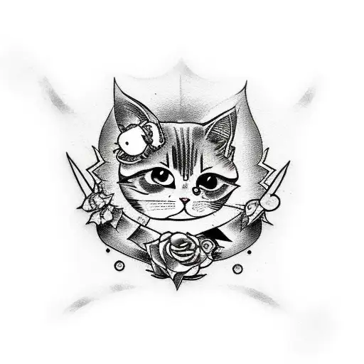 A Manga-style Cat With Gothic Elements