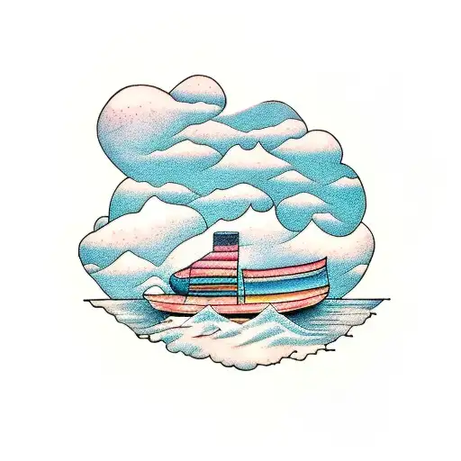 A Serene Ocean View From A Hot Air Balloon Floating Among The Clouds