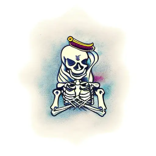 Woman Hugging Skeleton Man