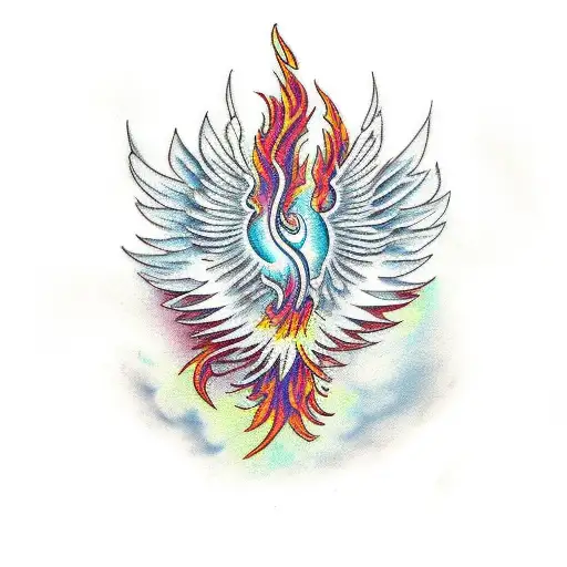 Phoenix Rising From Ashes On A Twilight