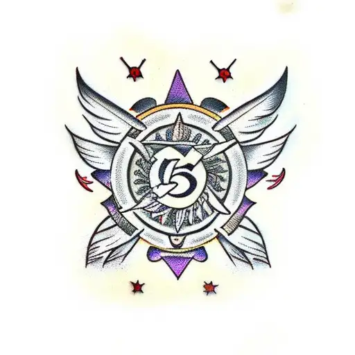 Tribal Feathers With Roman Numeral 5