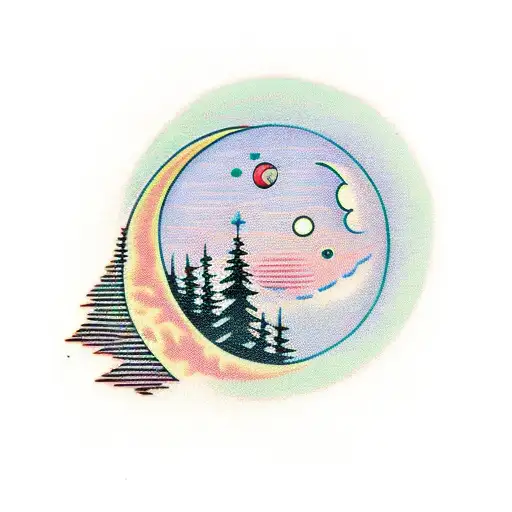 Forest With The Moon On Top