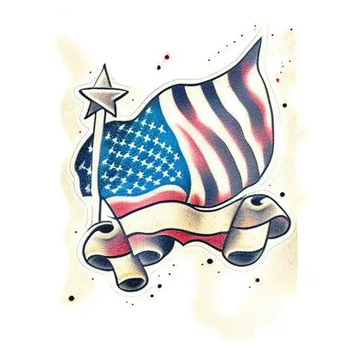 American Flag Tattered Around Bicep