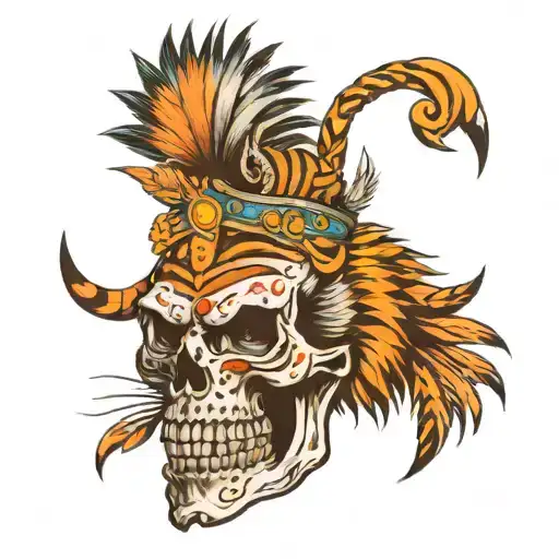 Skull With Tiger Headress