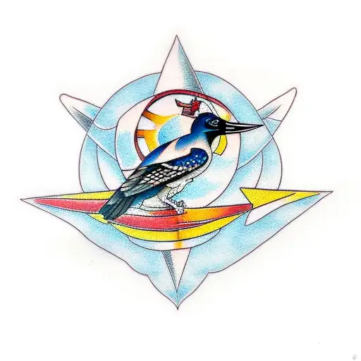 Magpie Flying Away With Compass