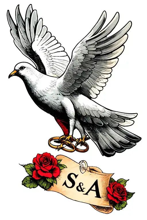 Dove With Rings And A Paper That Says S&a