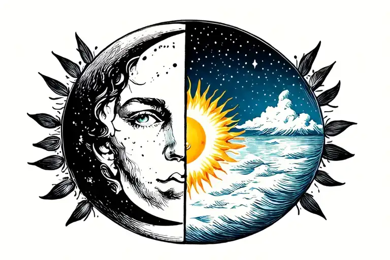 Half Moon Half Sun To Show The Dark In Life A D Bright In Live