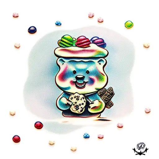 Gummy Bear Holding Cookies And Creme Candy Bar