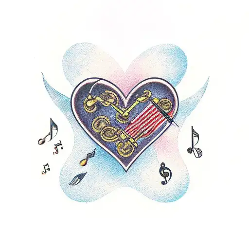 A Heart-shaped Map With A Bow And Arrow Shooting Out Musical Notes