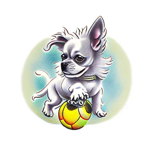 Small Dog Chasing After Ball