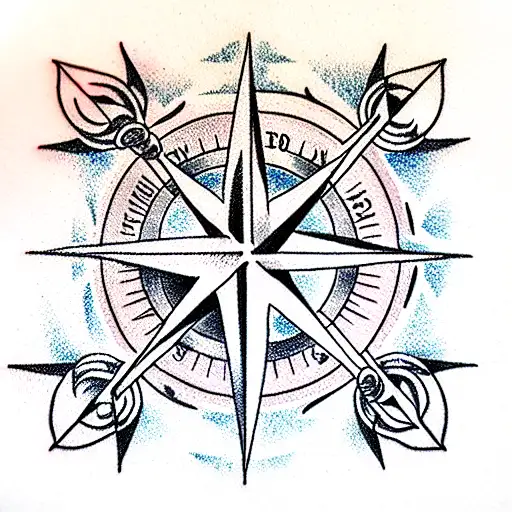 Compass Rose With 4 Seasons