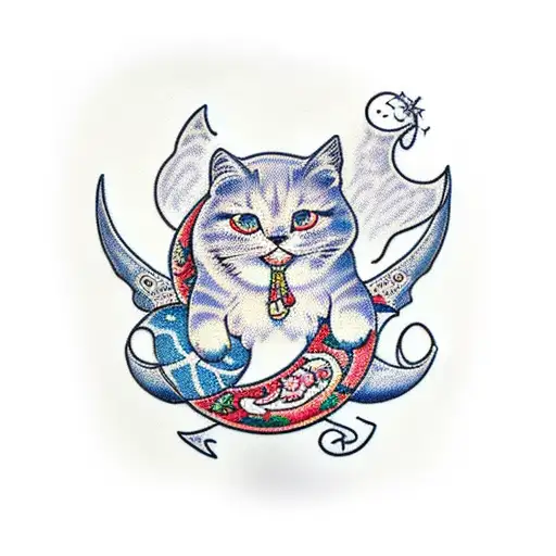 Traditional Style Tattoo Of A Cuddly Blanket Wrapped Around A Crescent Moon