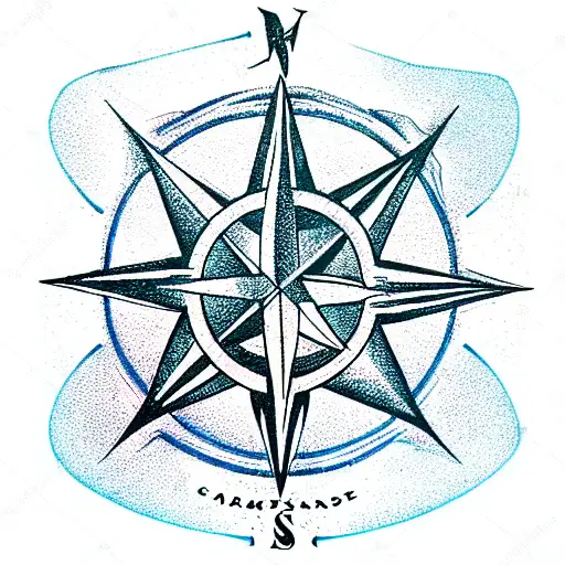 Compass Rose With Trees In Between The Cardinal Directions Depicting The Four Se