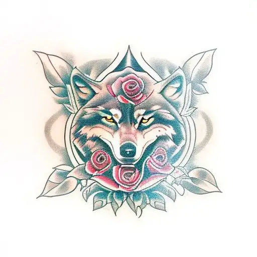 Wolf Flower And Roses