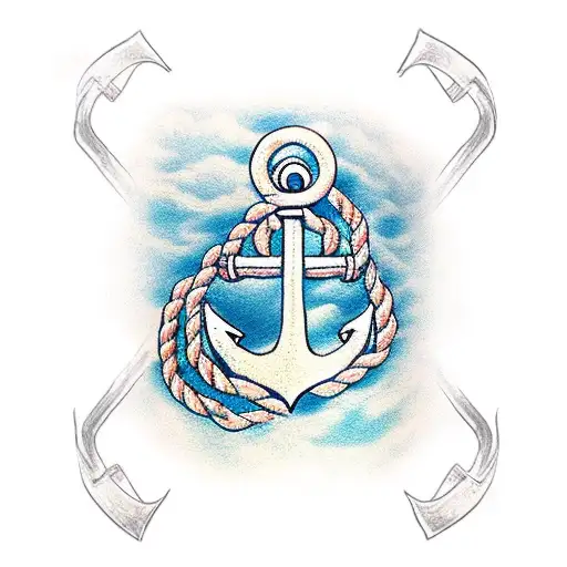 Anchor With Rope Where Rope Is Shaped Like S And Left Hook Of Anchor Like A J