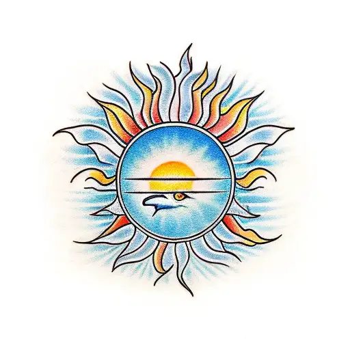 A Simple Shining Sun With Eagle Wings