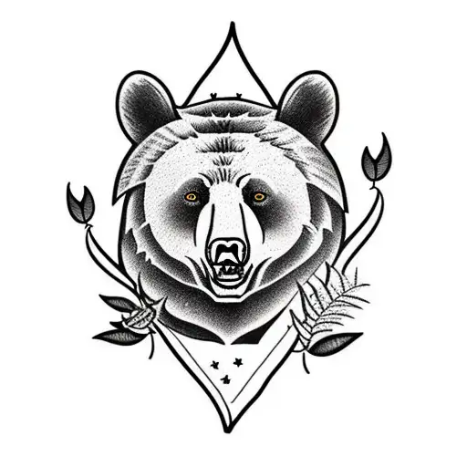 Black Bear Fall Leaves Background