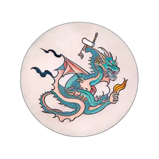 Dragon Holding A Circle