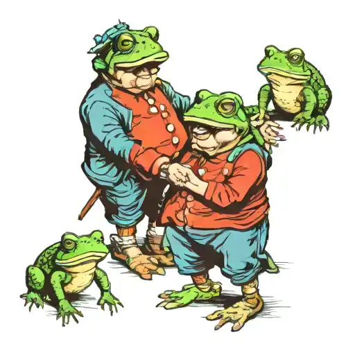 Grandfather And Grandson Holding Hands As Toads In A Candy Store