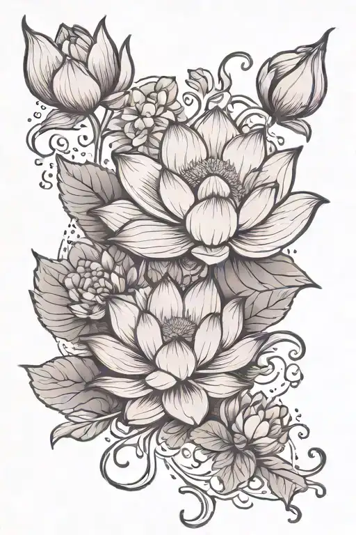 Lotus Flowers And Violets